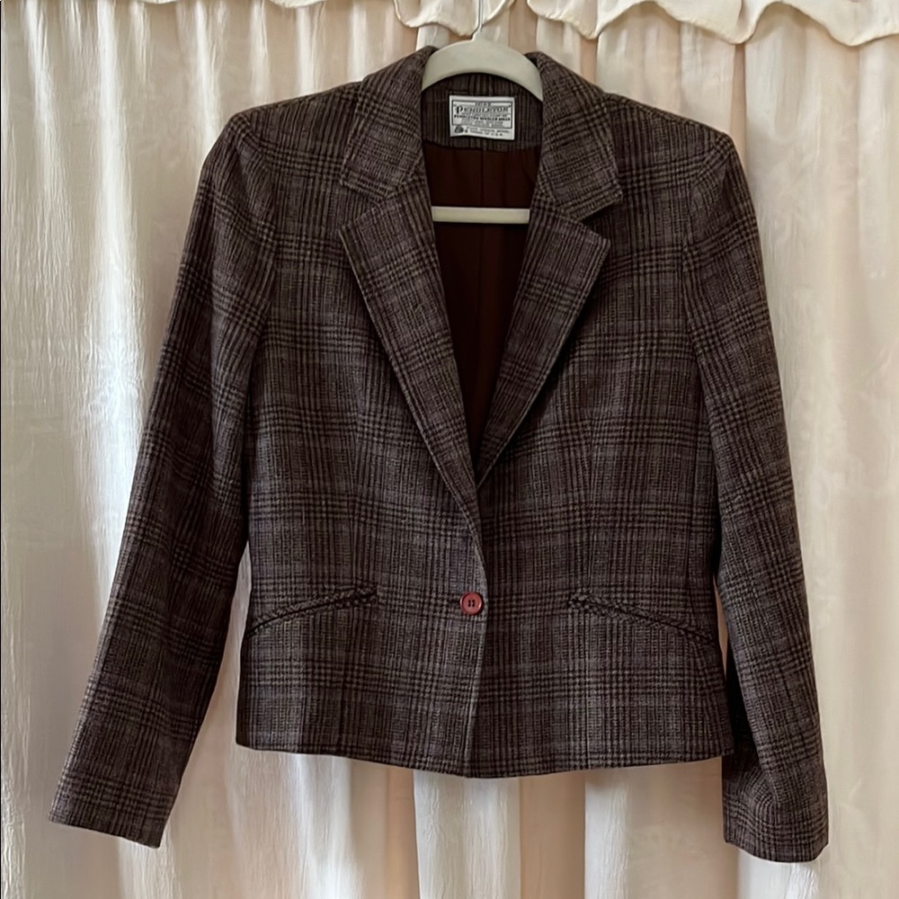 Vintage Pendleton Brown Plaid Blazer